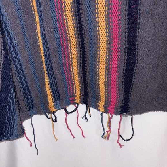 POL Distressed Oversized V-Neck Colorful Fringe Sweater Sold Out Online Size LG - Picture 6 of 8